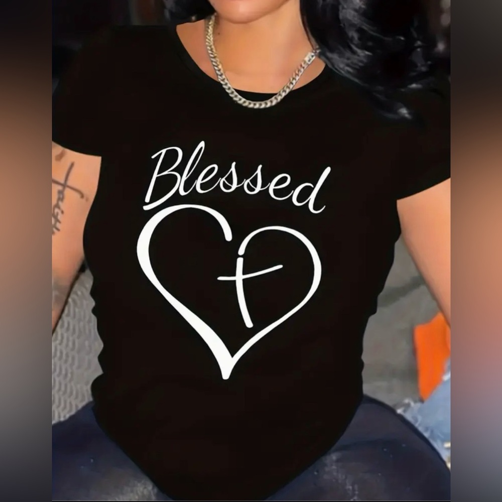 NEW BLESSED Black Graphic Women’s Tee $29 Multiple Sizes S- XXL $29